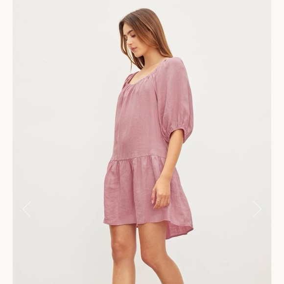 $248 New Pink Velvet by Graham & Spencer “Irina” Linen Dress Sz Small - Picture 1 of 11